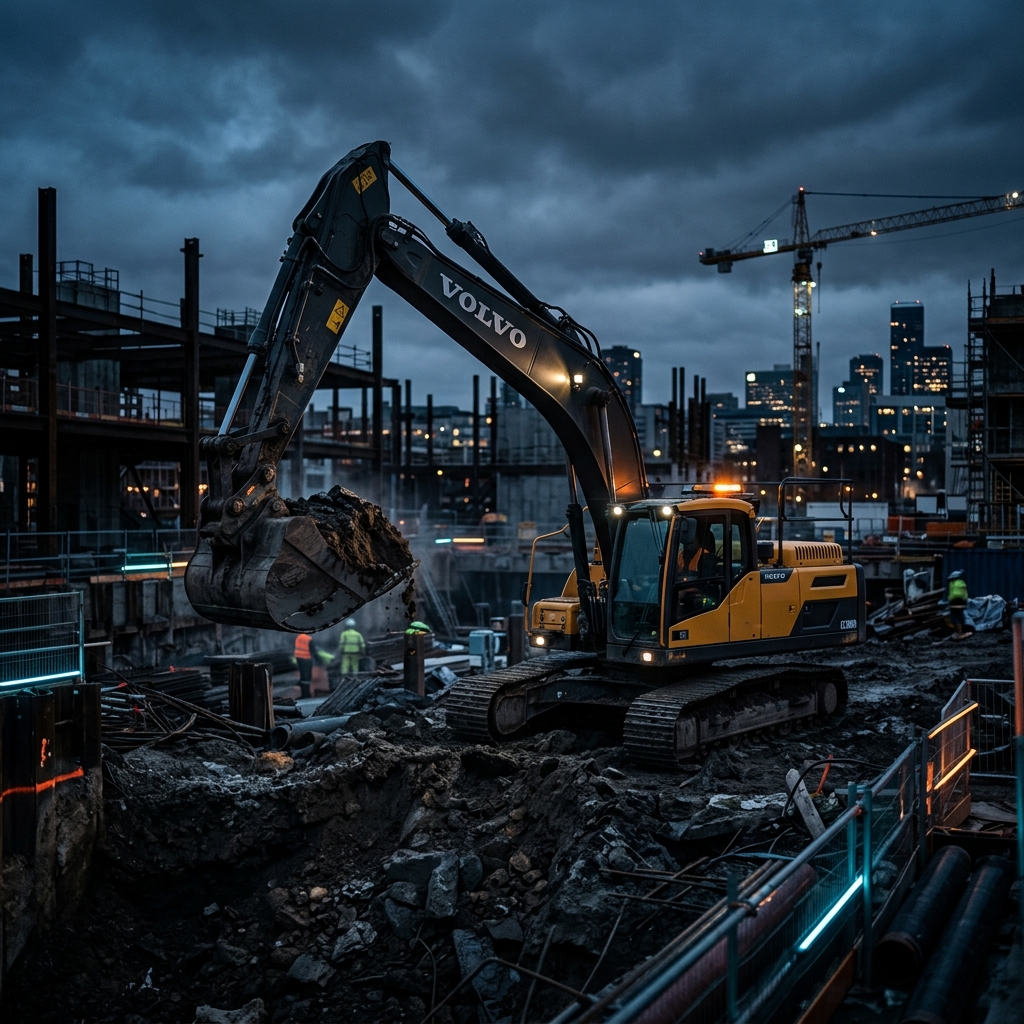 Excavator Modern Sedang Bekerja